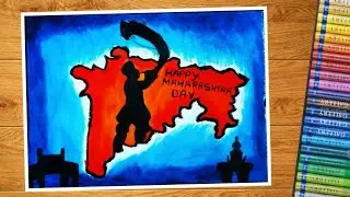 Maharashtra Day Drawing | Maharashtra Day Poster | Maharashtra Drawing | Oilpastel Drawing | Poster