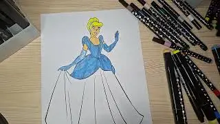Soft Cinderella Coloring Art | Calm & Aesthetic ✨
