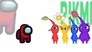 Mini Crewmate Kills PIKMIN Characters | Among Us