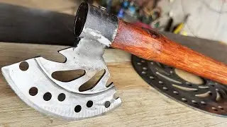 Make a beautiful axe from a discarded broken brake disc