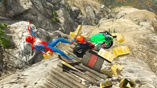 GTA 5 Stunning Ragdolls #7 (Hombre Araña con moto Compilación fallos, saltos, momentos divertidos)