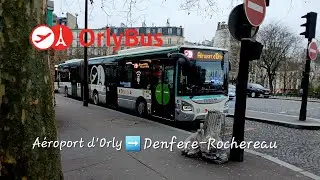 Le trajet d'un urbanway 18 orlybus RATP entre Aéroport d'Orly à Denfere-Rochereau