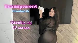 [4K USA | Transparent Cleaning] Сleaning my TV screen