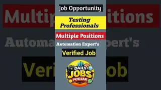 Job Opportunity for Testing Professionals #job #dailyjobs #testing #shorts #trending