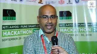 Baskar Sivaguru ( Vice President, Tech Mahindra) speaking at NITI Aayog - Pune Smart City Hackathon