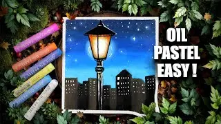 How To Draw with Oil Pastel | Oil Pastel Street Light Painting for Beginners | Oil Pastel Drawing