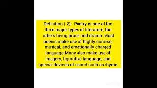 Etymology of poetry, Metrical composition, critics' views on poetry. SS/Lecturer English