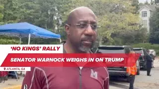 Senator Raphael Warnock speaks during 