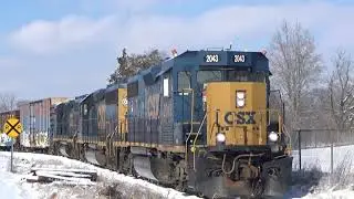 CSX GP38-3 2043 Leads Local M772-19 in the Snow on 2/19/21
