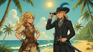kling video o 1 Image is a vibrant detailed illustration featuring two fantasy characters on a t 0 c