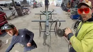 Coffee on my parts, also building a drawbar for the comb trailer with a red eyed fish)