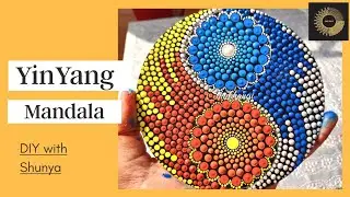 How to make Fire and ice Yin Yang  Dot Mandala with toothpick,Earbud and Pencil. #14