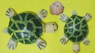 SUPER AND CUTE TORTOISE FROM WASTE MATERIAL-TORTOISE CRAFT- REUSE OF NARIYAL KA CHILKA AND CLAY