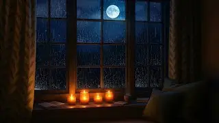Rain Sound on Window with Candle Light 🕯️ | Cozy Ambient Room Sounds 🌧️