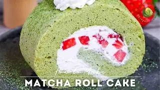 Matcha Roll Cake Recipe (Green Tea Swiss Roll)