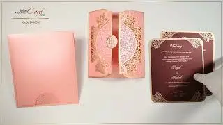 D-10381, Pink Color, Shimmery Finish Paper, Laser Cut Cards, Designer Multifaith Invitations.