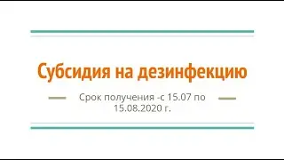Субсидии на дезинфекцию с 15 июля по 15 августа 2020 г