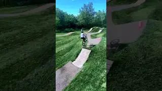 Jumping the Hip on the intermediate line Cliff's Bike Park #cleveland #mtb #dirtjump #bmx #drone