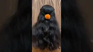 Marigold flower open hairstyle for wedding look #haldi #mehendi #sangeet #pheras #reception #hair