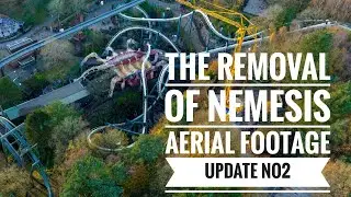 The removal of Nemesis at Alton Towers as seen from the air in 4k with a mini drone, part 2