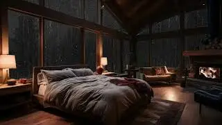 Cozy Cabin Rain 🌧️ Warm Fireplace Ambience for Deep Sleep | Peaceful Sleep