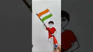 Indian boy with tiranga jhanda #satisfying #tiranga