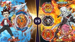 【 Zest Achilles VS ALL Phoenix 】 Beyblade Burst BU ベイブレードバーストBU 제스트 아킬레스 베이블레이드 버스트 BU