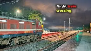 Dark🔥 Night High speed train crossing | Indian railways | 