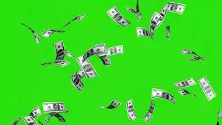 Dollar falling green screen