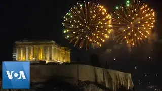 Fireworks Light Up Skies Over Acropolis in Athens as Greece Ushers in New Year