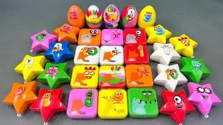 Satisfying ASMR Cleaning Bright Rainbow Slime with Numberblocks Friends