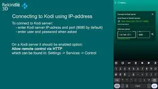 Rekindle 3D: connect to Kodi media center, using IP-address