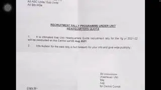 ASC center South Banglore Relation/Sportsmen Bharti 2021