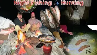 Night Fishing hunting River swat  || cooking Fish 🐟 river swat 