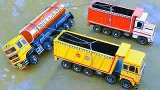 TATA Prima 3530 Accident Muddy River Pulling out  BharatBenz 5532 Dumper ashok leyland tipper ? jcb