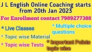 J L English Online Coaching starts from 20th Jan 2023