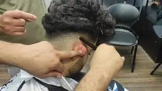 آموزش تکنیک لکه گیری فید با قیچی پیتاژ و محو خط حد بالا با تکنیک شانه ماشین over comb