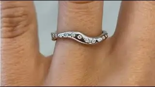 Sati - Custom Platinum Wavy Band Diamond Wedding Band