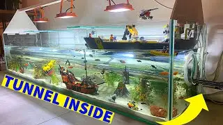 CRAZY project! How I built a HUGE 2m LEGO Aquarium - with train tunnel