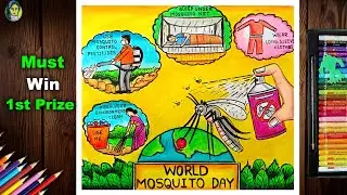 World Mosquito Day Drawing | Dengue Awareness Poster Drawing | How To Draw World Mosquito Day Poster