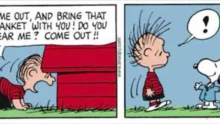 Peanuts: Снупи превращает одеяло Лайнуса в спортивную куртку (по просьбе друга @wonderingzero)