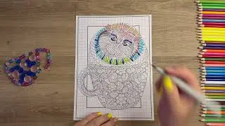 Quietly Cinematic Coloring ✨ ASMR ✨ (No Talking) Reduced brightnes, Mandala Bear Cup ☕️🧸🎨