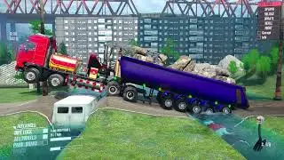 Spintires: Mudrunner | Long Truck with Heavy Load Dump Trailer Mud Wrestling Match Day108