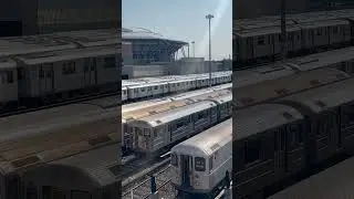NYC subway trains at Corona Yard