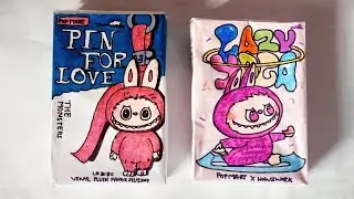Paper diy 🎀|| Labubu Pin for love vs Lazy yoga blind box unboxing*asmr* video.