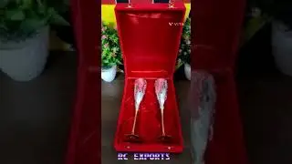 Brass Wine Glass Gift Set with velvet box for home decor, serving wine.
