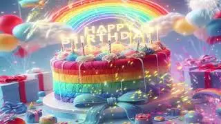 Happy birthday song remix animated 3D cake Countdown birthday video happy birthday rainbow🌈🌈🎁🎂🌈