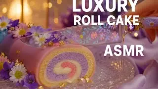 Luxury Roll Cake Cutting ASMR ✨ Crystal Knife (No Talking)