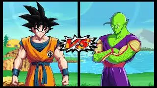 Goku and picclo fighting and Goku dad and Gohan
