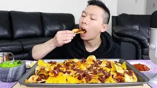 Nachos Mukbang ft. Spicy Beef, Melted Cheese, Guacamole, and Salsa | Crunchy Sounds & Eating Show